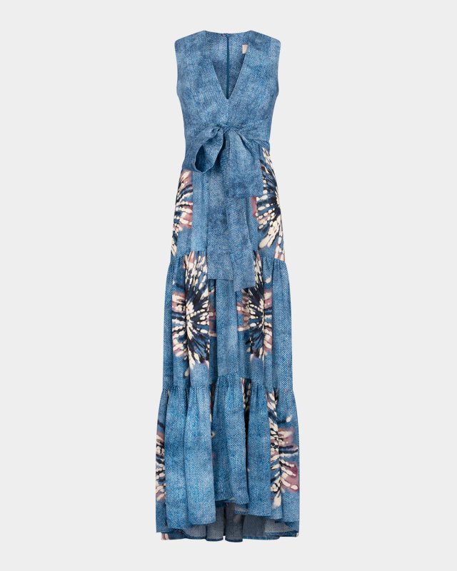 Shirley Printed Sleeveless Tiered Maxi Dress